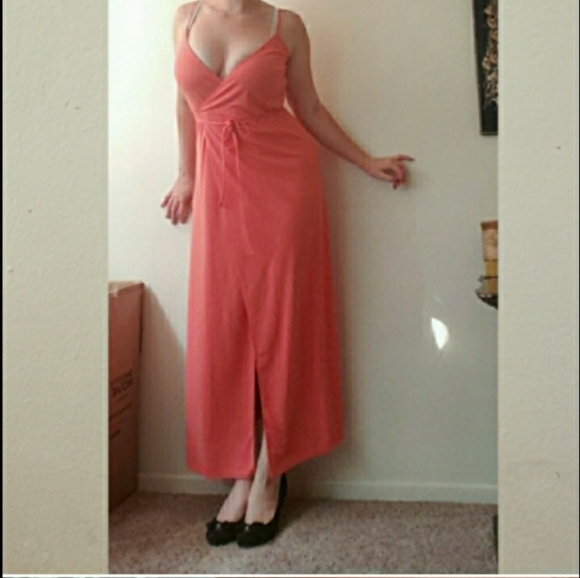 NWT Asos Maxi Wrap Around Orange Dress
